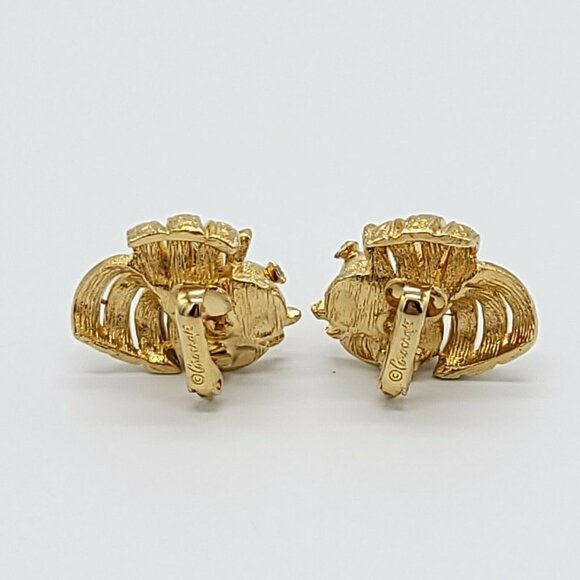 Corocraft Clear Rhinestone Berry Textured Earrings - Picture 3 of 4